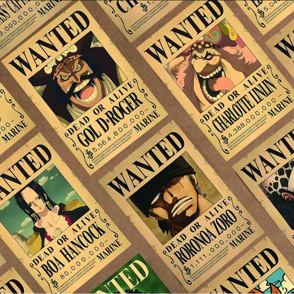 SuperPack de 70 carteles WANTED de One Piece 300dpi, formato JPG y PDF / Descarga digital instantánea de la más alta calidad