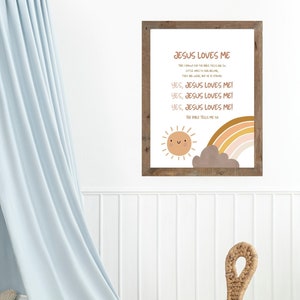 Arte de pared cristiano para guardería, Jesús me ama, esto lo sé, letreros cristianos para sala de juegos, decoración de pared cristiana para niños, arte de pared con versículos bíblicos para niños