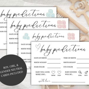 Baby Shower Predictions, Baby Prediction Cards, Predictions For Baby To Be, Baby Shower Games Printable, Baby Predictions For Baby Shower