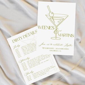Weenies and Martinis Invitation | Editable Canva Bachelorette Party Invite | Printable Girls Night Template | Hot Dog Martini Party