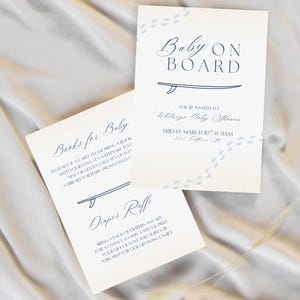 Baby On Board – Surf-Themed Baby Shower Invitation Bundle | Editable Template | Beach Baby Shower | Digital Download | Welcome Sign
