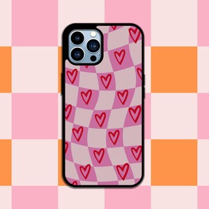 Phone Case|| iPhone|| Samsung|| chequered Hearts