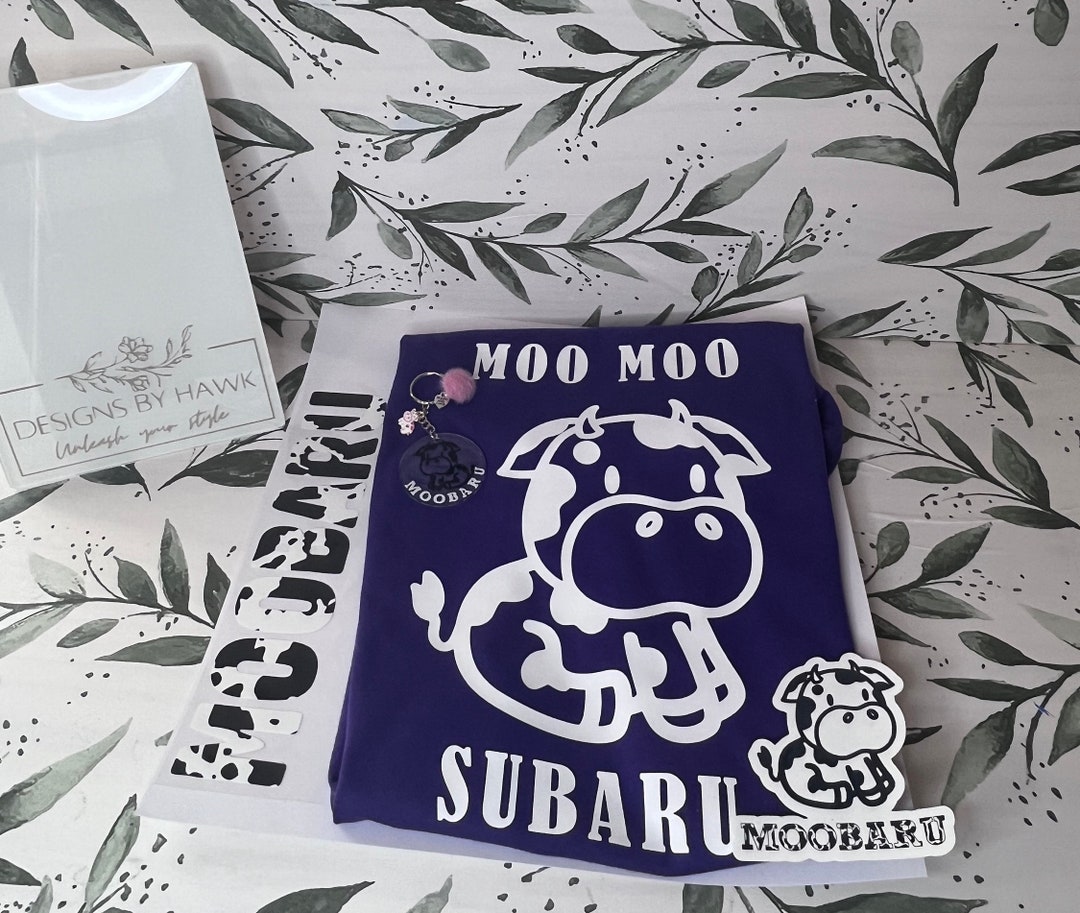 Adorable Moo Moo Subaru Gift Set T-shirt, Keychain, and Sticker Bundle ...