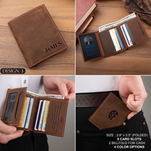 Full Grain Leather Wallet, Personalized Gifts for Dad, Leather Wallet ...