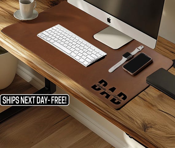 Unique Fathers Day Gift, Personalized Leather Desk Mat, Custom Mouse Pad, Office Gift for Dad, Premium Leather Desk Pad for Him, Dad Gifts