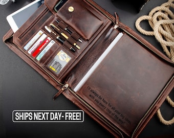 Custom Leather Portfolio, Premium Organizer, Personalized Gift, Personalized Leather Portfolio for Him, Gift for Him, Christmas Gifts