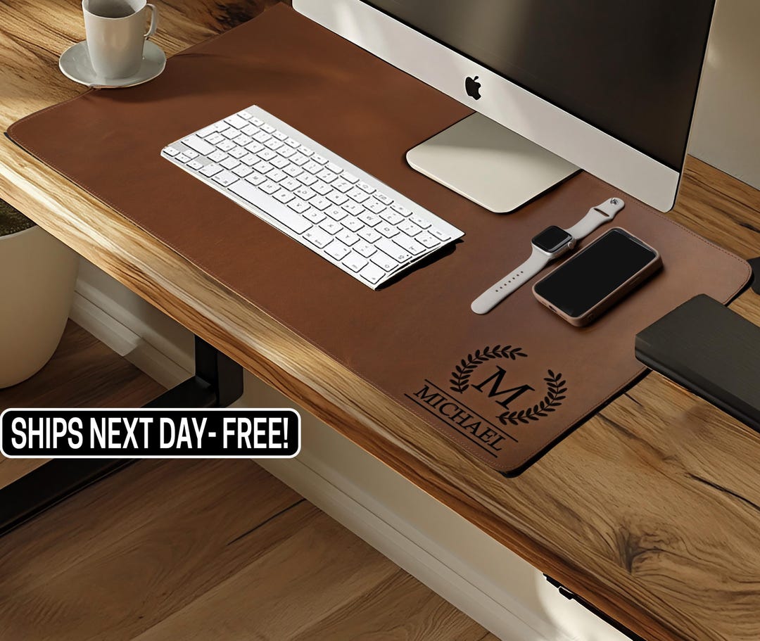 Custom Leather Desk Mat - Personalized Office Desk Pad, Large Gaming ...