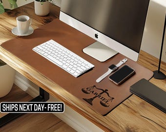 Unique Gift for Lawyers, Personalized Leather Desk Mat, Luxury Office Gift for Lawyer, Law School Graduate Gift, Lawyer Appreciation Gifts