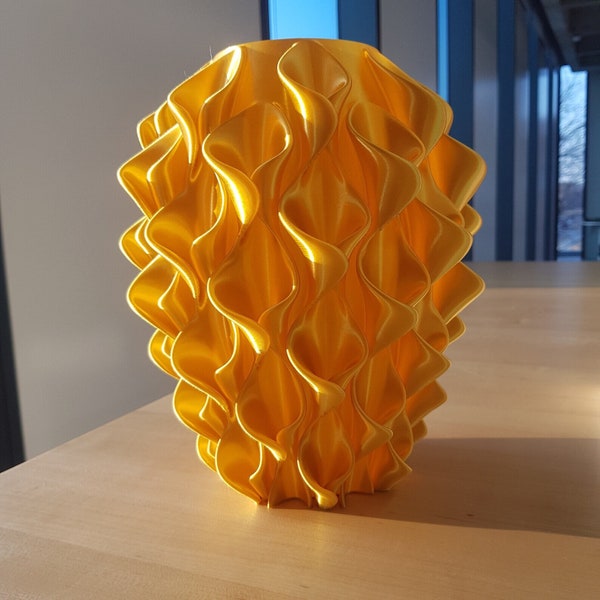 Goldene Spirale, 3D-gedruckte künstlerische Vase – moderne Wohndekoration