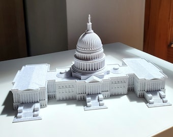 US Capitol Model, Architectural Building Replica, Detailed Scale Model Capitol, Collectible Historical Monument, Precision 3D Printed Model
