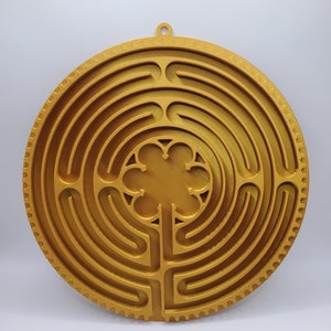 Chartres Cathedral Labyrinth Model – Spiritual Decor – Golden Sacred Symbol – Tabletop or Wall Art - Religious Gifts
