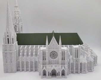 Chartres Cathedral Diorama Model – Gothic Architecture Display, Church Replica Home Decor, Cathedral Diorama Gift