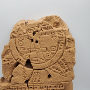 Imago Mundi, la mappa più antica del mondo, tavoletta di argilla mesopotamica, oggetto da collezione dell'antica Mesopotamia, regalo per gli amanti della storia