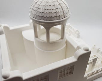 サントリーニ島の家の模型（ドーム屋根と中庭付き）、塗装可能な