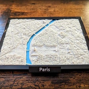 Mapa de la ciudad de París en 3D, intrincada miniatura del horizonte de París, modelo del río Sena, decoración parisina, regalo perfecto para los amantes de París