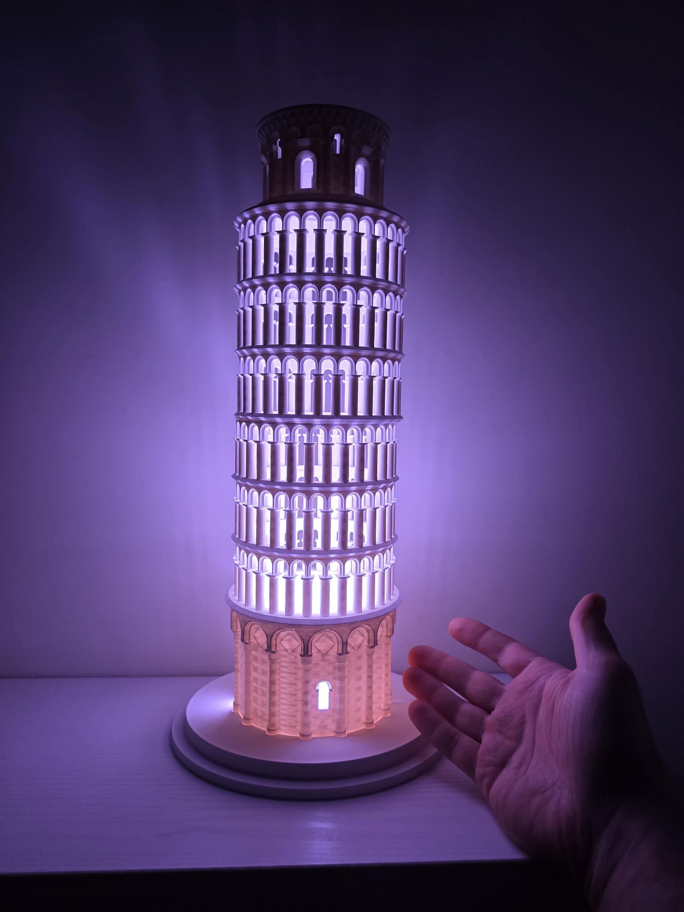 Leaning Tower of Pisa LED Lamp 40 Cm, Color Changing Italy