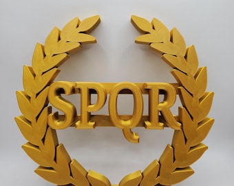 SPQR Romeinse rijk lauwerkrans muur decor, decor oude Rome geschiedenis, Latijns symbool SPQR decoratie, klassiek Romeins decor, Rome Italië cadeau