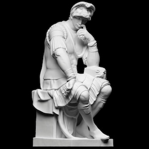 Lorenzo de Medici Statue, 3D Printed Renaissance Sculpture by Michelangelo in Matte White PLA, Medici Tomb Replica Home Art, Italy Souvenir