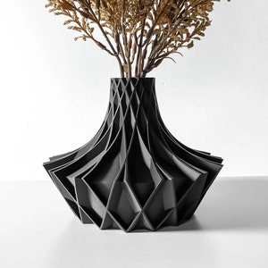 Sculptural Black Geometric Vase - Modern 3D Printed Flower Vase for Contemporary Home Decor, Arkan vase