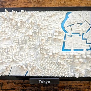 Modello paesaggistico della mappa della città di Tokyo, scultura urbana stampata in 3D, paesaggio urbano dettagliato di Tokyo, souvenir unico del Giappone, regalo di decorazioni per la casa - Regali Tokyo