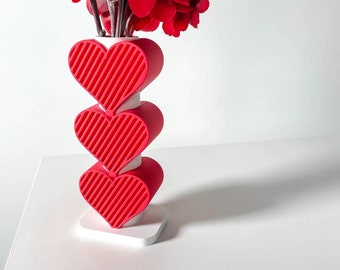 Jarrón de flores en forma de corazón, jarrón rojo romántico, decoración de jarrón del día de San Valentín, soporte floral con temática de amor