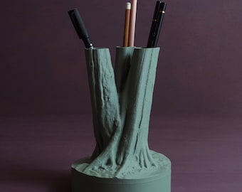 Tree Trunk Pen and Office Organizer – Unique Design, Perfect for Desk Organization, Back to School, Teacher and Office Gifts