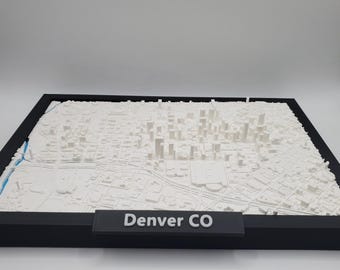 Denver Colorado 3D City Map, Detailed Topographic Denver Art, Modern Denver Wall Decor, 3D Printed Denver Skyline, Unique Colorado Gift