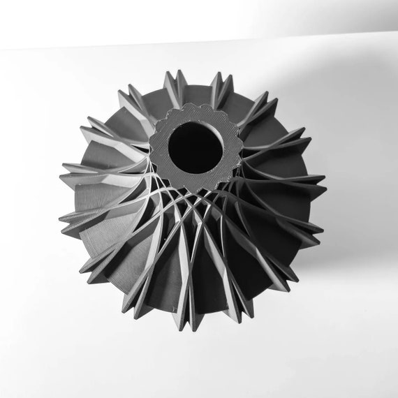 彫刻的な黒の幾何学的な花瓶 - 現代的な室内装飾のためのモダンな3D