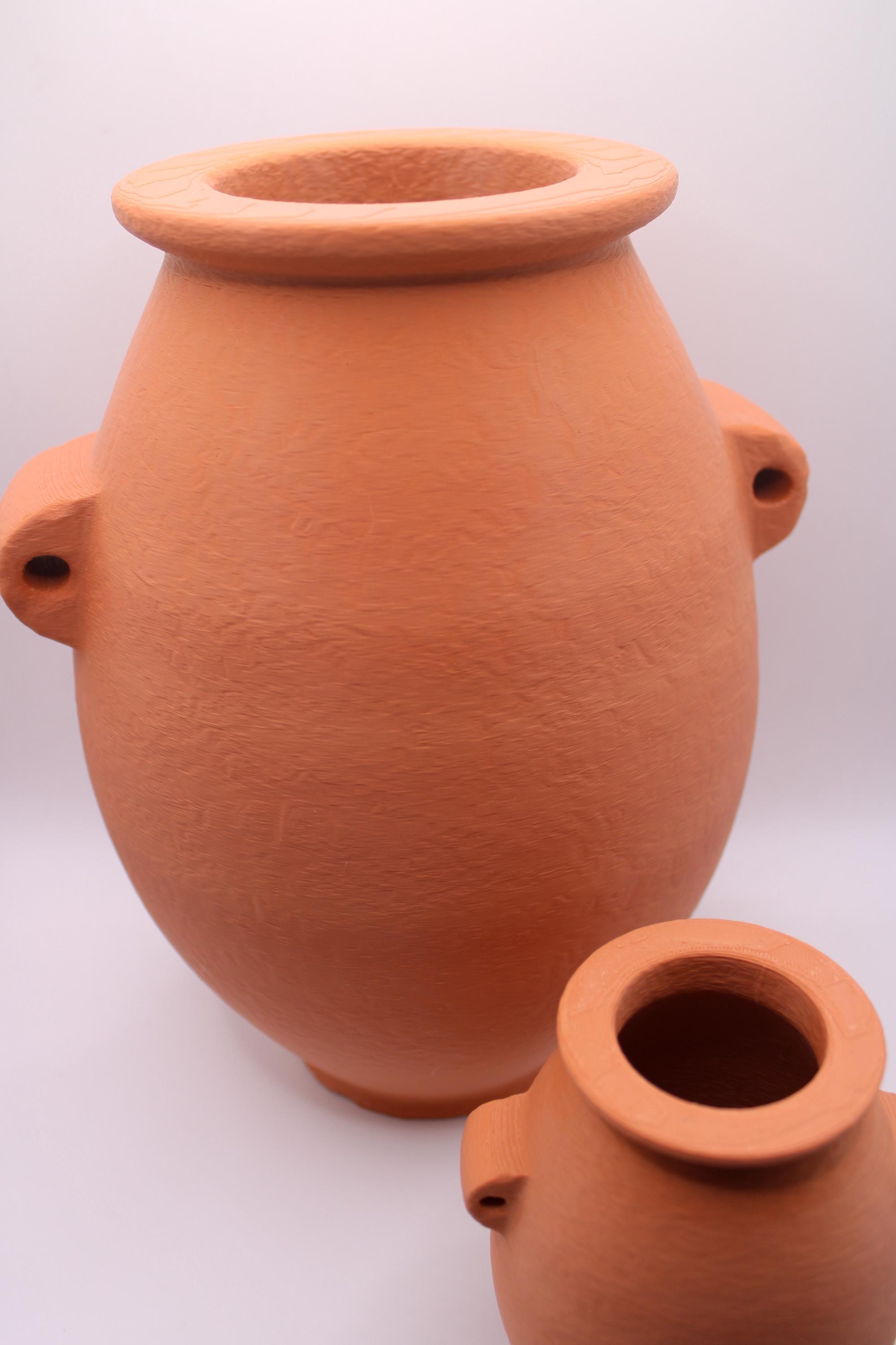 古代エジプト風陶器壺　おしゃれ 古代エジプト風陶器壺 おしゃれ 船と植物模様陶器壺 Decorated