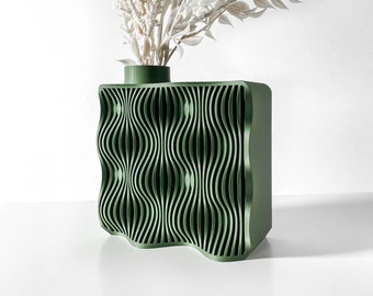 Green Wave Vase, Modern and Unique Home Decor for Dried and Preserved Flower Arrangement, Kamso Vase