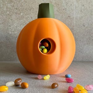 Halloween Pumpkin Candy Dispenser | 3D Printed Halloween Treat Holder | Fun Candy Jar for Parties | Halloween Decor & Trick or Treat Bowl