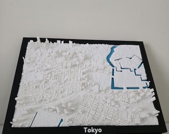 Tokyo City Raised Relief 3D Topographic Map - Highly Detailed Urban Landscape Model - Unique Wall Art Decor for Home, Office, or Gifts