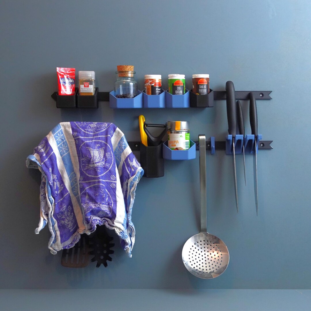 Spice Rack & Kitchen Utensil Rail System – Customizable Rail for Spices ...