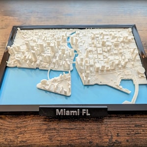 Modello 3D della città di Miami, Florida – Ricordo dettagliato di Miami – Miami Beach – Regalo unico della Florida Miami per l'arredamento moderno della casa – Spiagge della Florida