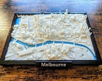Melbourne 3D City Map, Detailed Melbourne Topographic Art, Modern Cityscape Wall Decor, 3D Printed Melbourne Skyline, Unique Australia Gift