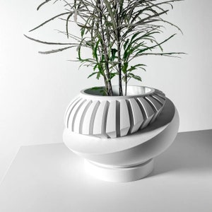 Cache-pot d'intérieur avec système de drainage, vase moderne unique en blanc pour fleurs et plantes succulentes, jardinière en luxar