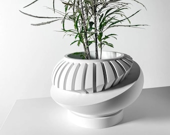 Indoor Planter Pot with Drainage, Unique Modern Vase in White for Flower and Succulents, Luxar Planter