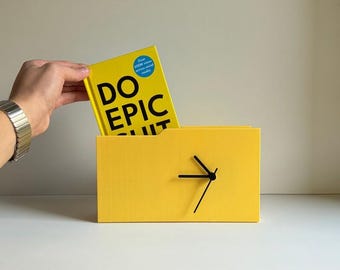 Novelty clock desk organizer with Picture Frame, Office File Holder Decor, Functional Desk Accessory for Workspace, Home Office