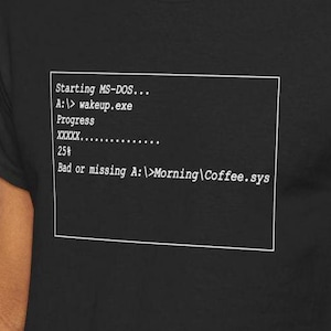 Camiseta de design MS-DOS Engenheiro de computador camiseta desenvolvedor prompt estilo manhã Camiseta Geek Retro computador café Camiseta DOS prompt erro humor