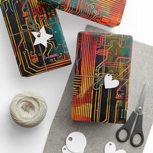 Circuit Board Wrapping Papers, Gift Wrap for Technophiles, Cyberpunk Style Design, Gamer Programmer Gift Wrap, Technology Fan Birthday