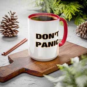 H2G2 Hitchhiker Guide to the Galaxy Mug Don't Panic Ultimate question 42 Answer to Life Universe and Everything dad Gifts Coffee vessel