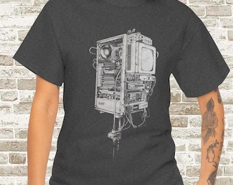 vintage Computer engineer tee electronic developer hack retro design sketch shirt techno nerd tshirt chic Geek Technology fan nerd T shirt