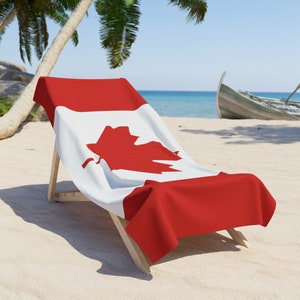 Canada Country National Flags Coat of Arms Map Brushed Paintbrush Beach Towel Gift