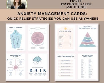 anxiety coping skill cards for mental health therapy resources breathing techniques for stress management printable flash cards digital PDF