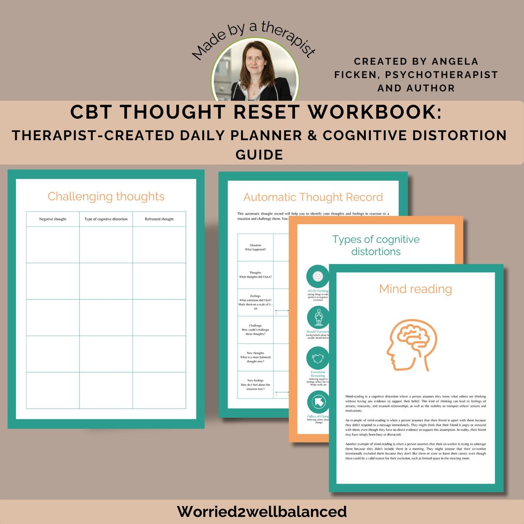 CBT Thought Reset Workbook Therapist Created Printable Cognitive ...