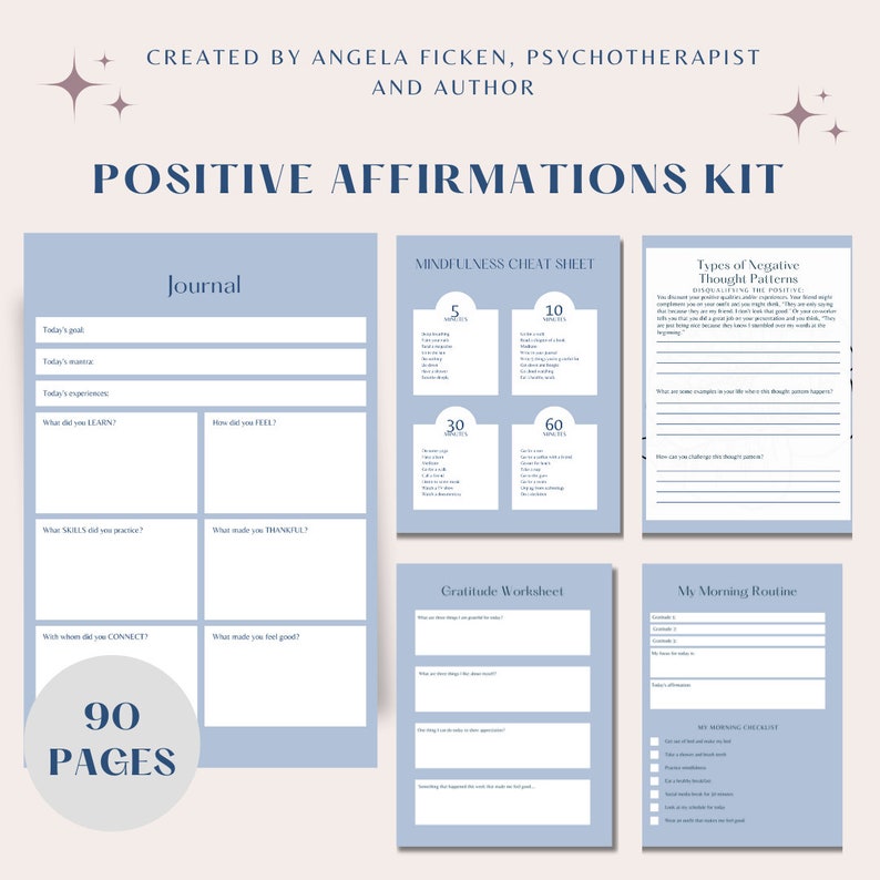 Self Doubt Worksheet.pdf Positive Affirmations Kit CBT Negative Thoughts and Self Doubt ...