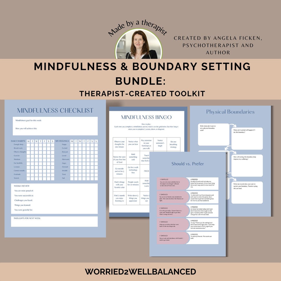Mindfulness Boundary Setting Bundle Workbook Stress Relief Healthy ...