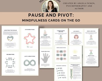 Printable Mindfulness cards digital download mental health gift self care coping skills stress relief for women resources for teachers