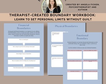 Boundary workbook therapist created mental health worksheets instant download personal limits workplace boundaries self care without guilt