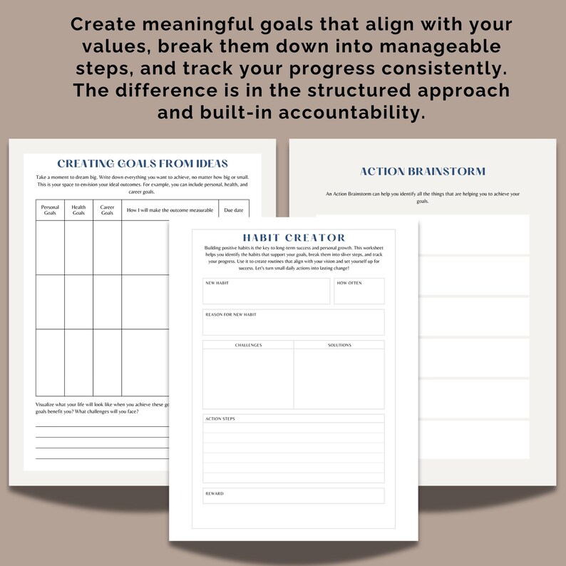SMART Goals Workbook Productivity and Habit Tracker Printable PDF Goal ...